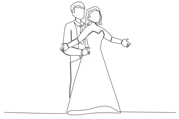 男と女が結婚する 結婚式のオンライン図面 — ストックベクタ