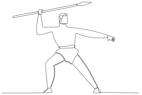 剣を持った古代の戦士 古代の武人一本絵 — ストックベクタ