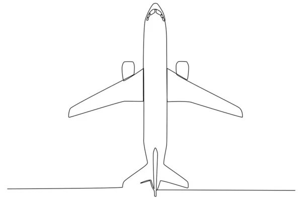 パイロットの衣装を着た女性 パイロットと平面1線画 — ストックベクタ