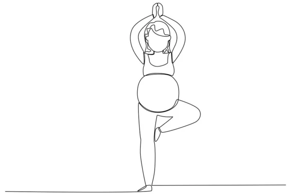 Una Madre Amamanta Bebé Embarazada Amamantando Dibujo Una Línea — Archivo Imágenes Vectoriales