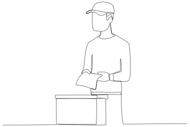 Bir kadın oylamayı bitirir. Tek satırlık çizim