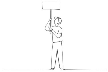 Bir kadın oylamayı bitirir. Tek satırlık çizim