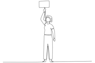 Bir kadın oylamayı bitirir. Tek satırlık çizim