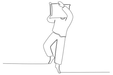 Bir adam uyuyor. Tek çizgi çizerek uyu.