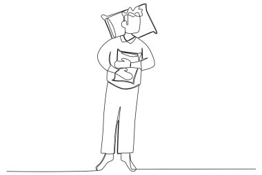 Bir adam uyuyor. Tek çizgi çizerek uyu.