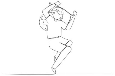 Bir adam uyuyor. Tek çizgi çizerek uyu.