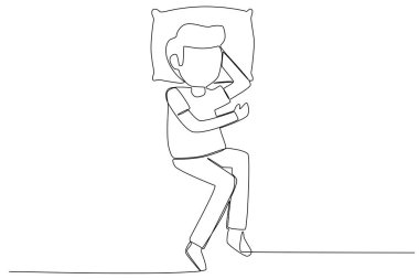 Bir adam uyuyor. Tek çizgi çizerek uyu.