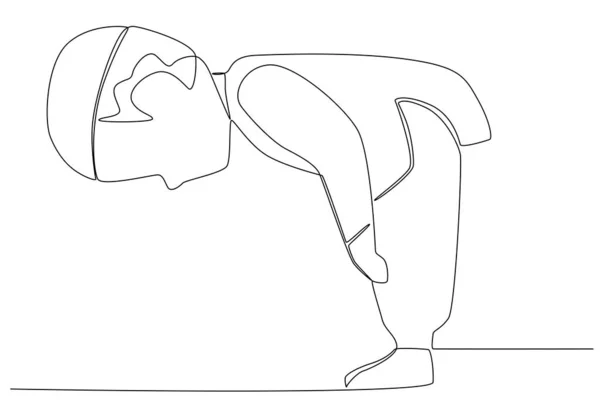 Хлопчик Молиться Вдома Шелтон Однорядковий Малюнок — стоковий вектор