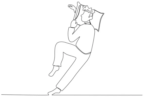 Чоловік Спить Сплячий Однорядковий Малюнок — стоковий вектор