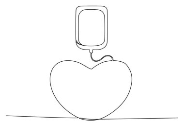 Aşk kavramına sahip bir kan bağışı tüpü. Dünya kan bağışı günü tek sıra.