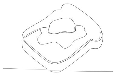 Bir adam bir elma ve bir bardak suyla kahvaltı yaptı. Kahvaltı tek satırlık çizim