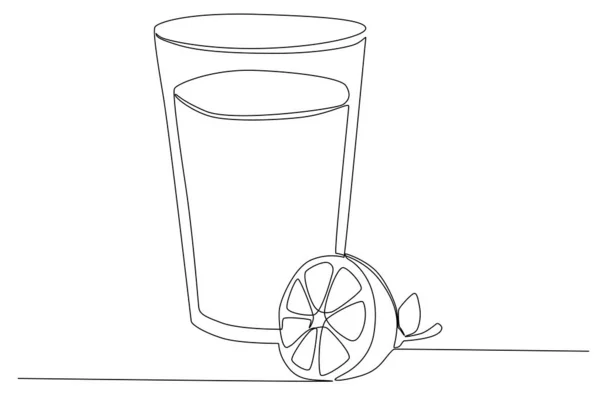 Man Had Breakfast Apple Glass Water Breakfast One Line Drawing — Stock Vector