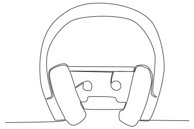 Bir kulaklık ve müzik notası. Dünya müzik günü tek satırlık çizim