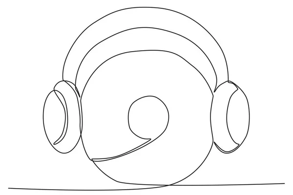 Ακουστικά Και Μουσική Υπόδειξη Παγκόσμια Μουσική Ημέρα One Line Σχέδιο — Διανυσματικό Αρχείο