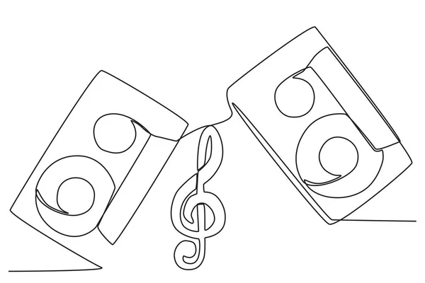 耳机和音乐符号 世界音乐日单行绘画 — 图库矢量图片