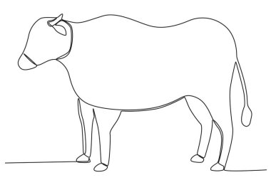 Bir çocuk kurban için bir kuzu getirdi. Kurban Bayramı tek satırlık çizim