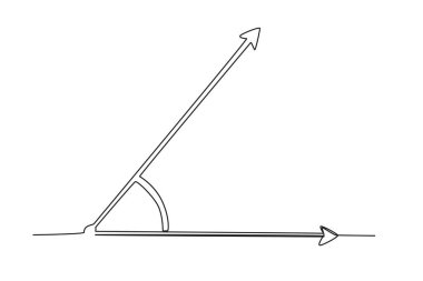 45 derecelik keskin bir açı. Açılar tek satırlık çizim