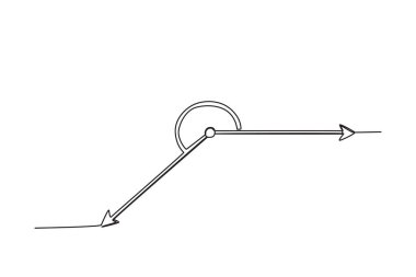 45 derecelik keskin bir açı. Açılar tek satırlık çizim