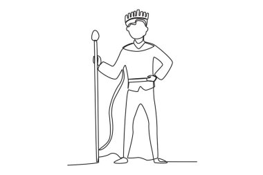 Asa tutan bir kral. Kral tek satırlık çizim