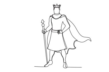 Asa tutan bir kral. Kral tek satırlık çizim