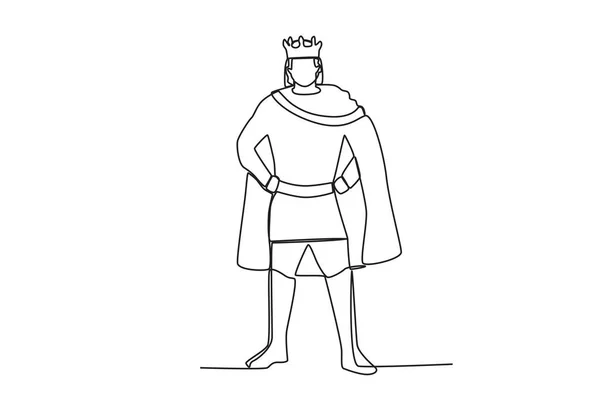 Король Держащий Скипетр Однолинейный Рисунок Короля — стоковый вектор