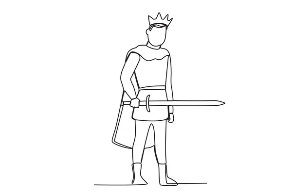 Король Держащий Скипетр Однолинейный Рисунок Короля — стоковый вектор
