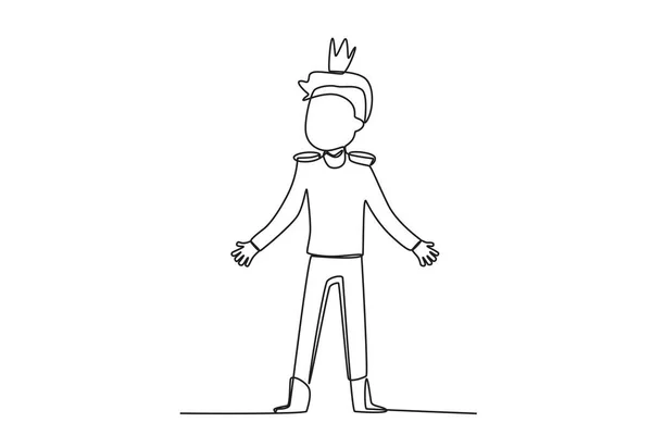 King Holding Scepter King One Line Drawing — Stock Vector
