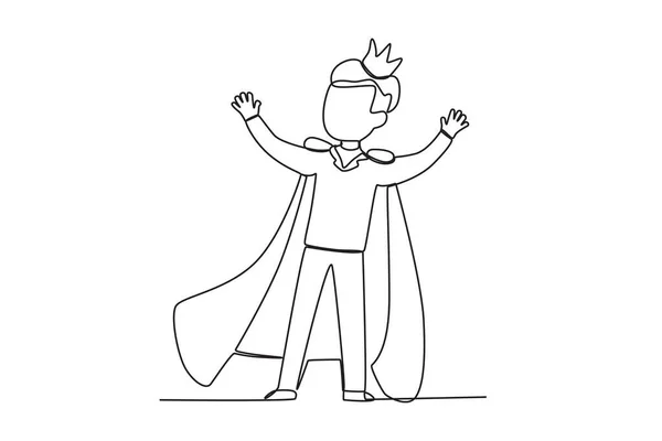 Ένας Βασιλιάς Που Κρατάει Ένα Σκήπτρο Σχεδιάγραμμα Μιας Γραμμής Βασιλιά — Διανυσματικό Αρχείο