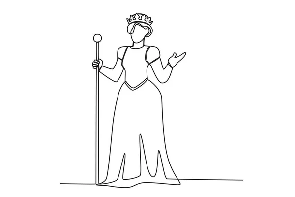 stock vector A queen at the coronation ceremony. Queen one-line drawing