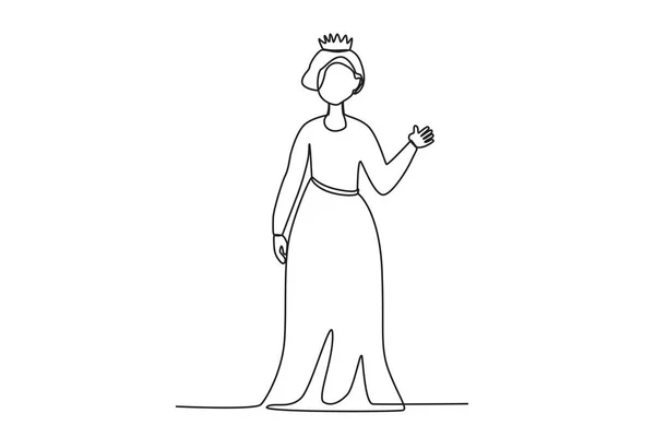 戴冠式の女王だ 女王様一線画 — ストックベクタ