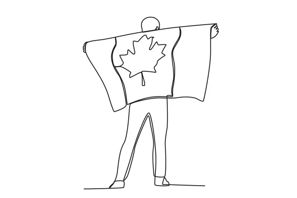 Hand Som Håller Upp Den Kanadensiska Flaggan Kanada Dag Ett — Stock vektor