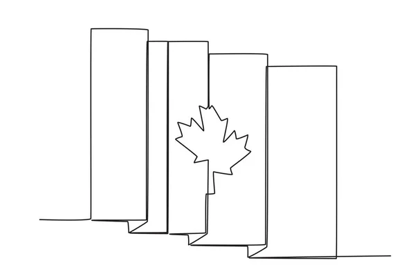 カナダ国旗を掲揚する手 カナダの日 オンライン図面 — ストックベクタ