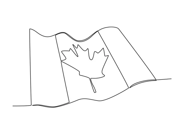カナダ国旗を掲揚する手 カナダの日 オンライン図面 — ストックベクタ