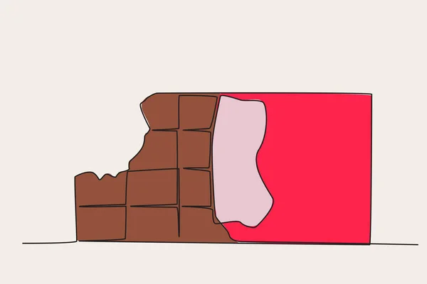 Helado Chocolate Rajado Día Mundial Del Chocolate Dibujo Una Línea — Vector de stock