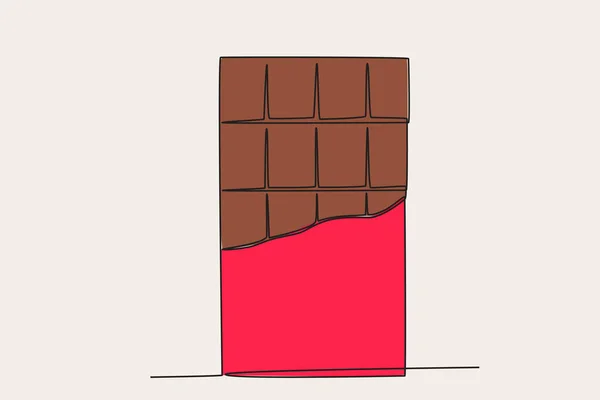 砕いたチョコレートスティックアイスクリーム 世界のチョコレートの日 オンラインドローイング — ストックベクタ