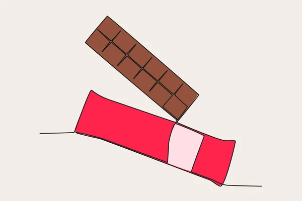 Helado Chocolate Rajado Día Mundial Del Chocolate Dibujo Una Línea — Archivo Imágenes Vectoriales
