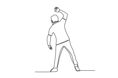 Türk bayrağı taşıyan bir adam. 15 Temmuz tek satırlık çizim