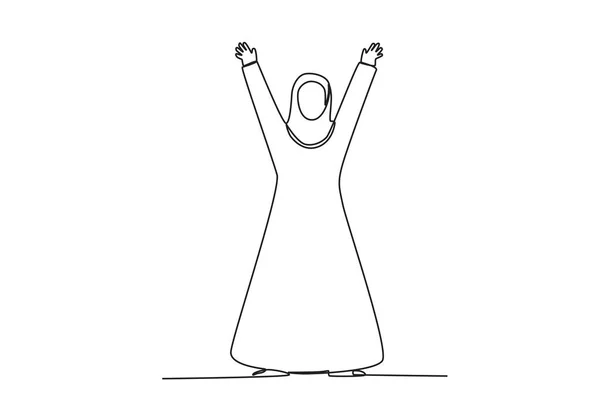 女性はイスラム教の新年を祝う イスラムの新年の1行の図面 — ストックベクタ