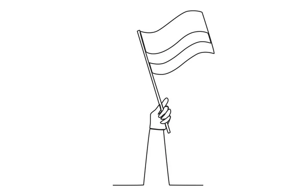 コロンビアの旗を持っている手 コロンビア インデペンデンシア オンラインドローイング — ストックベクタ