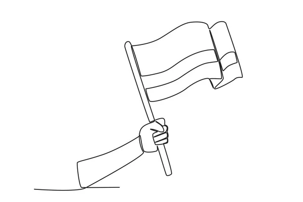 一只手握着哥伦比亚国旗哥伦比亚独立单线绘图 — 图库矢量图片