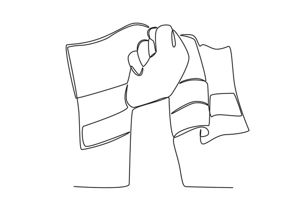Ένα Χέρι Που Κρατάει Σημαία Του Κολούμπια Σχέδιο Μονής Γραμμής — Διανυσματικό Αρχείο