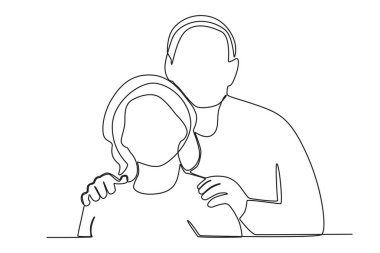 Büyükbabalar birbirlerine sarılırlar. Büyükbaba günü tek satırlık çizim