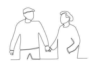 Büyükbabalar birbirlerine sarılırlar. Büyükbaba günü tek satırlık çizim