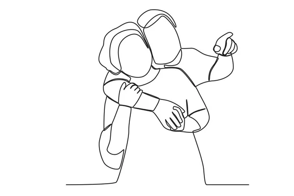 祖父母は抱き合っている 祖父母の日一線画 — ストックベクタ