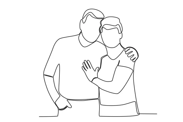 Los Abuelos Abrazan Dibujo Una Línea Del Día Del Abuelo — Archivo Imágenes Vectoriales