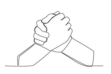 Üç arkadaş sarılıyor. Arkadaşlık Günü tek satırlık çizim