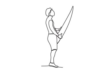 Plaj sandalyeleri dinlenmek için katlanır. Yaz tek satırlık çizim