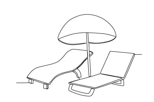 Plážové Skládací Židle Odpočinku Letní Jednořádkový Výkres — Stockový vektor