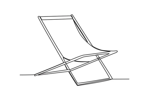 海滩折叠椅休息 夏季单行绘图 — 图库矢量图片