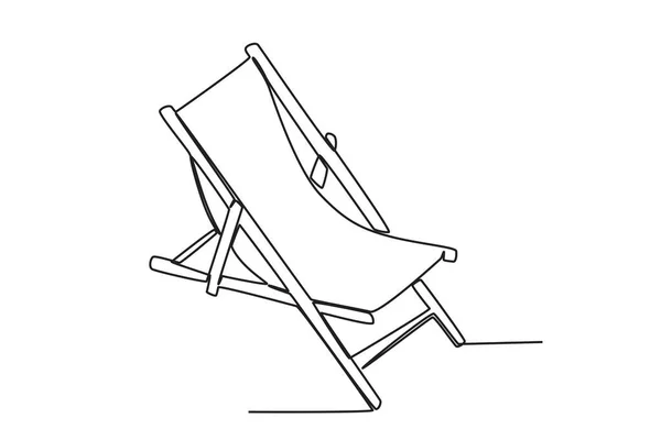 Beach Folding Chairs Rest Summer One Line Drawing — Stock Vector